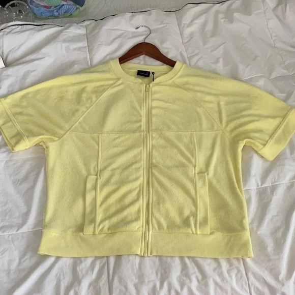 Out from Under Urban Outfitter’s Valtina Terry Track Jacket Yellow Top Med beach - Picture 3 of 12